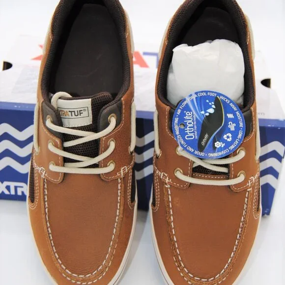 XtraTuf Finatic Boat Shoe Mens size 9 Tan/Choc New Slip-resistant Breathable - Picture 2 of 6